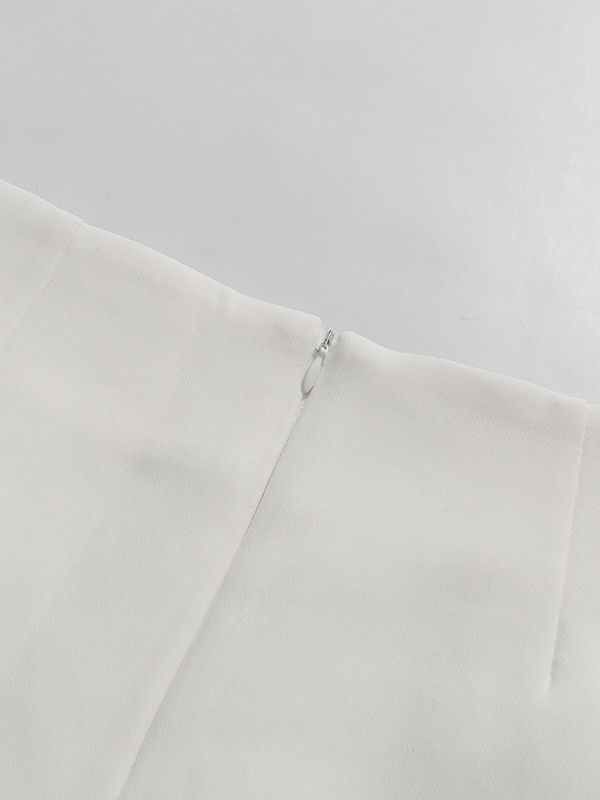 TWOTWINSTYLE Lapel Patchwork Pearl Top Solid Skirt Temperament Two Piece Set
