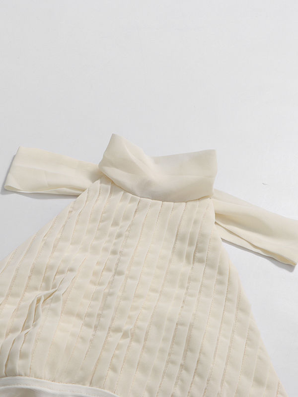 TWOTWINSTYLE Stand Collar Sleeveless Spliced Mesh Dress
