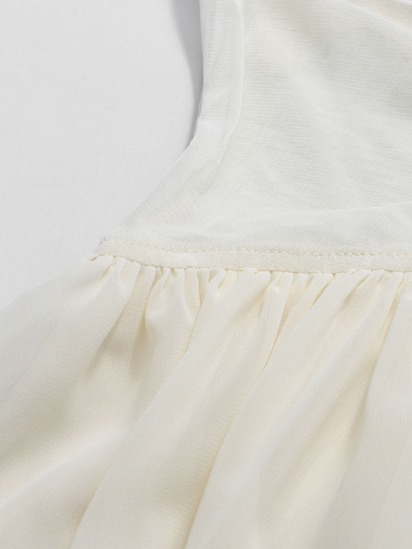 TWOTWINSTYLE Stand Collar Sleeveless Spliced Mesh Dress