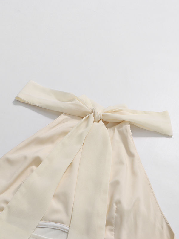 TWOTWINSTYLE Stand Collar Sleeveless Spliced Mesh Dress