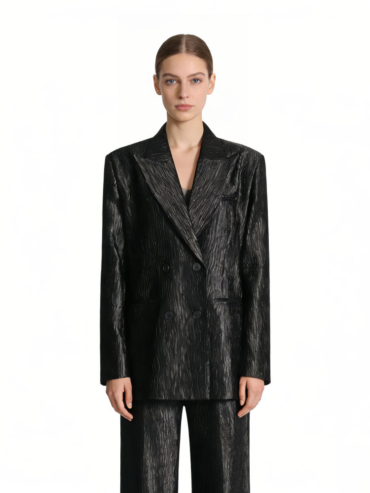 TWOTWINSTYLE Lapel Long Sleeve Ruched Loose Fashion Blazers