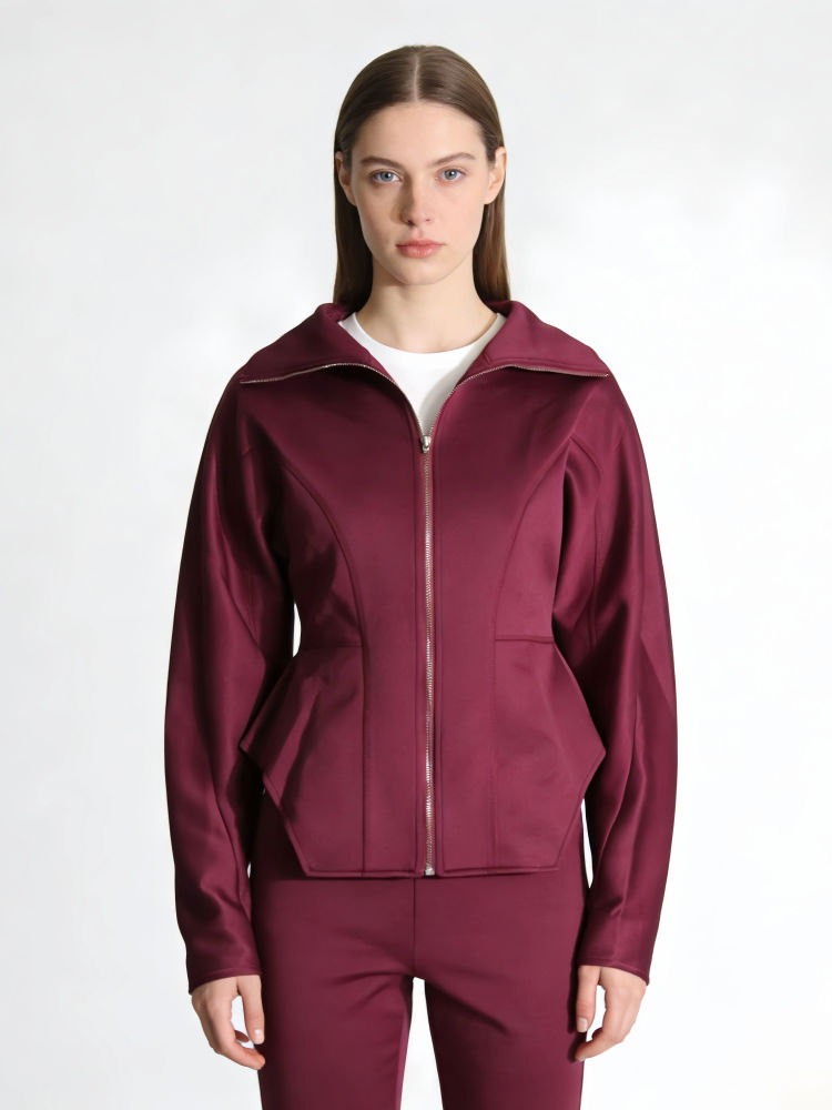 TWOTWINSTYLE Lapel Patchwork Zipper Minimalist Coat