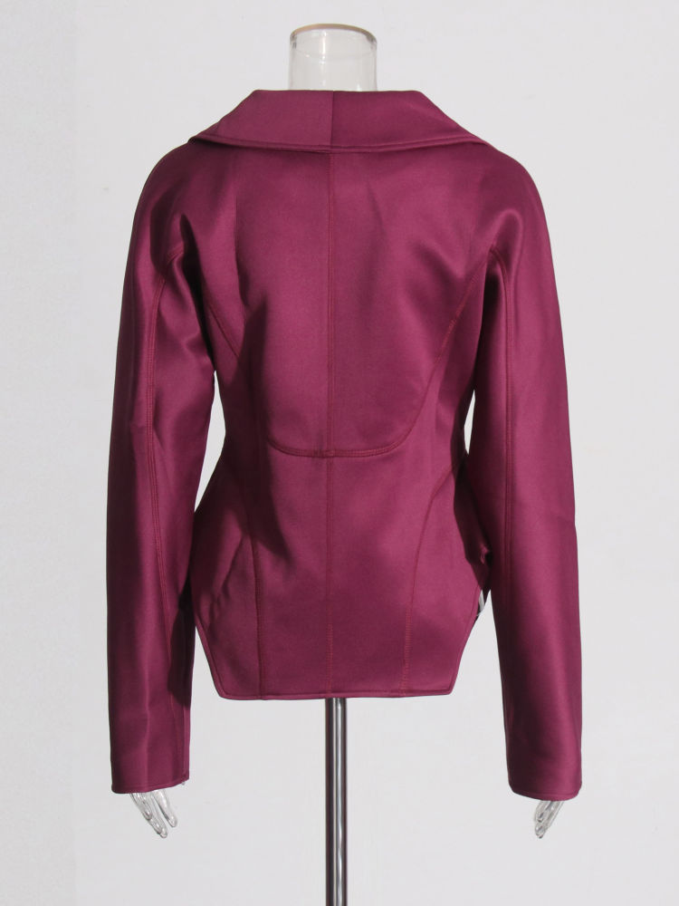 TWOTWINSTYLE Lapel Patchwork Zipper Minimalist Coat