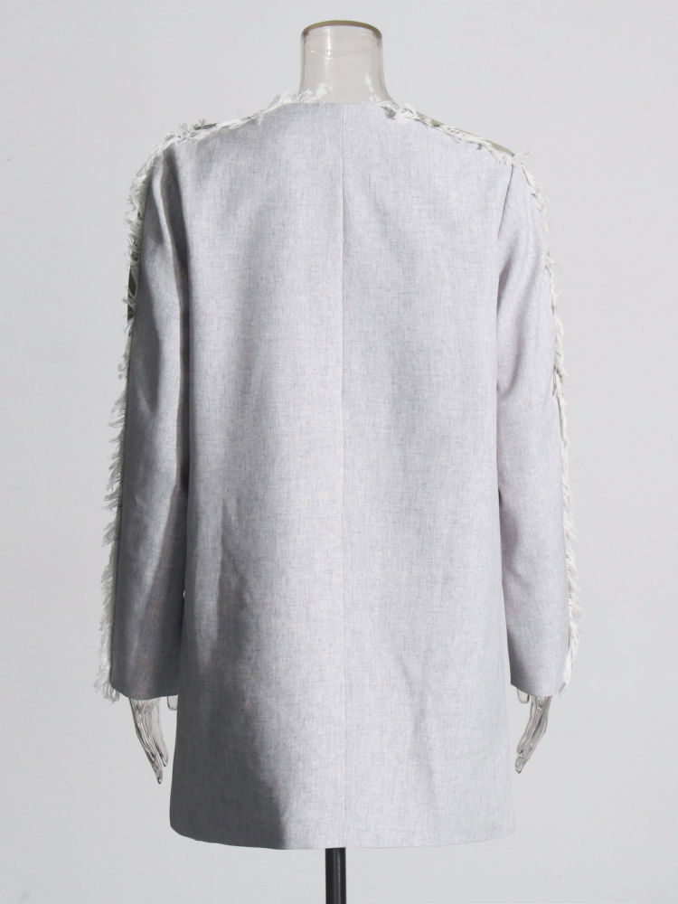 TWOTWINSTYLE Round Neck Hit Color Irregular Hem Coat