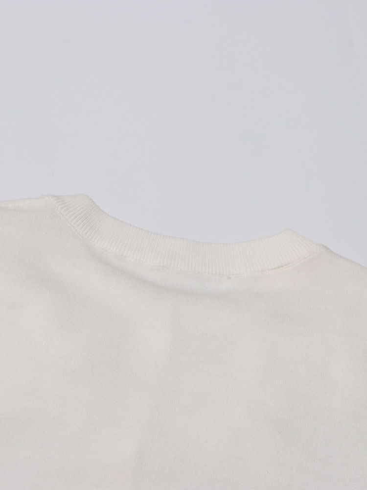 TWOTWINSTYLE Round Neck Spliced 3D Flower Minimalist Sweater