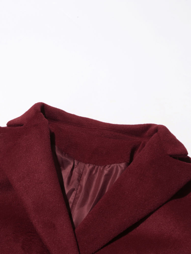TWOTWINSTYLE Solid Lapel Double Breasted Vintage Coat