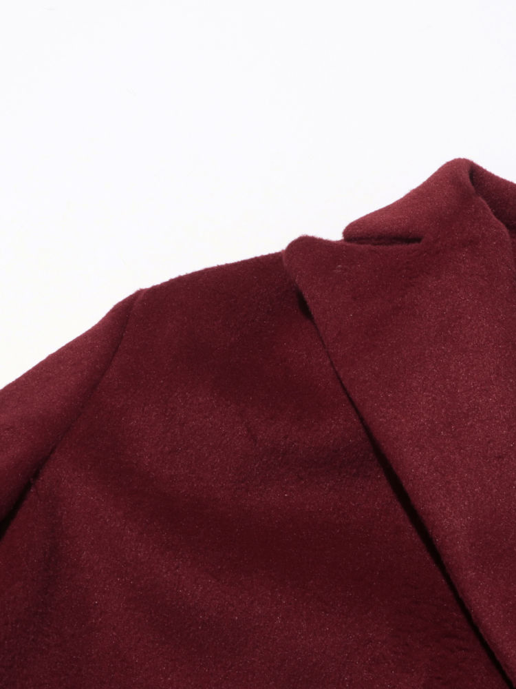 TWOTWINSTYLE Solid Lapel Double Breasted Vintage Coat