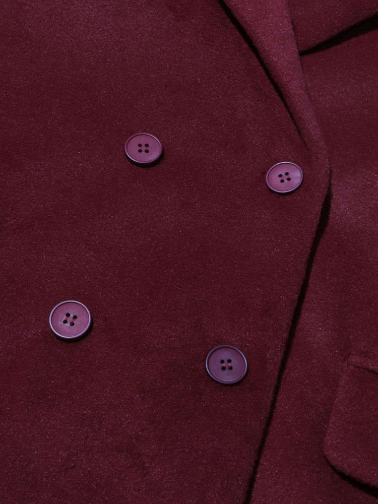 TWOTWINSTYLE Solid Lapel Double Breasted Vintage Coat