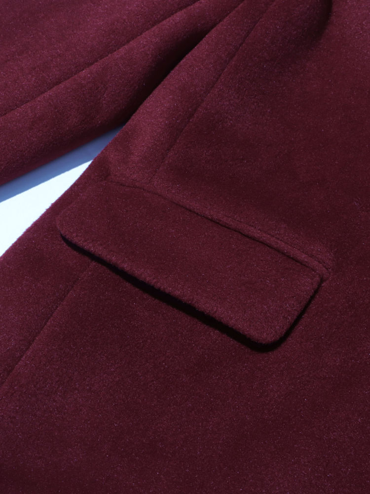 TWOTWINSTYLE Solid Lapel Double Breasted Vintage Coat