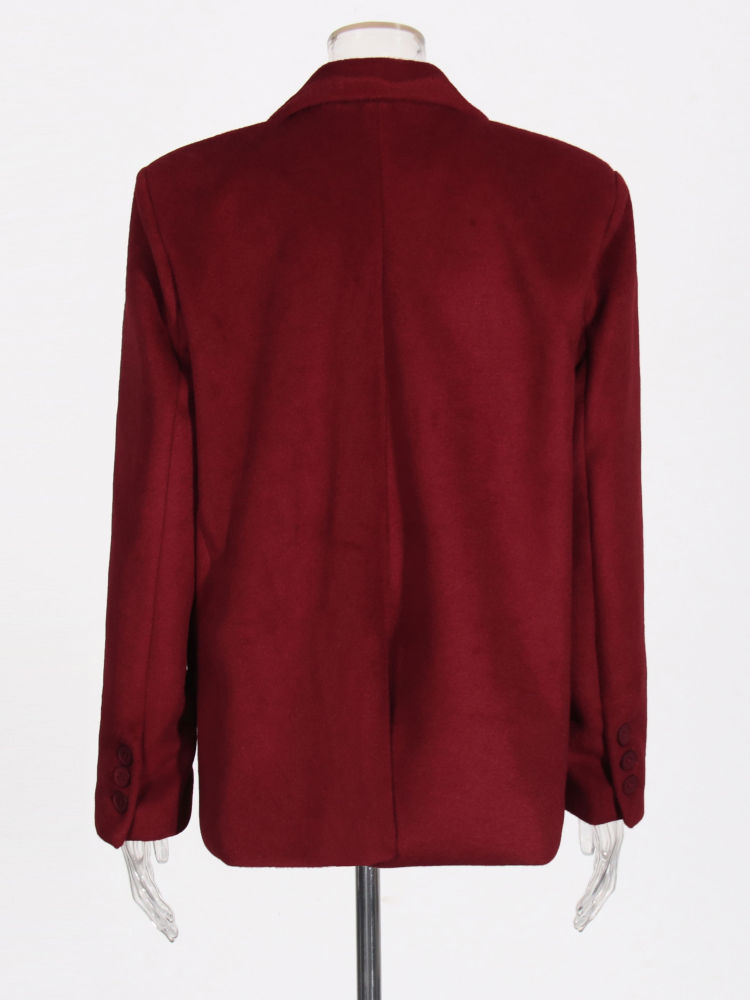 TWOTWINSTYLE Solid Lapel Double Breasted Vintage Coat