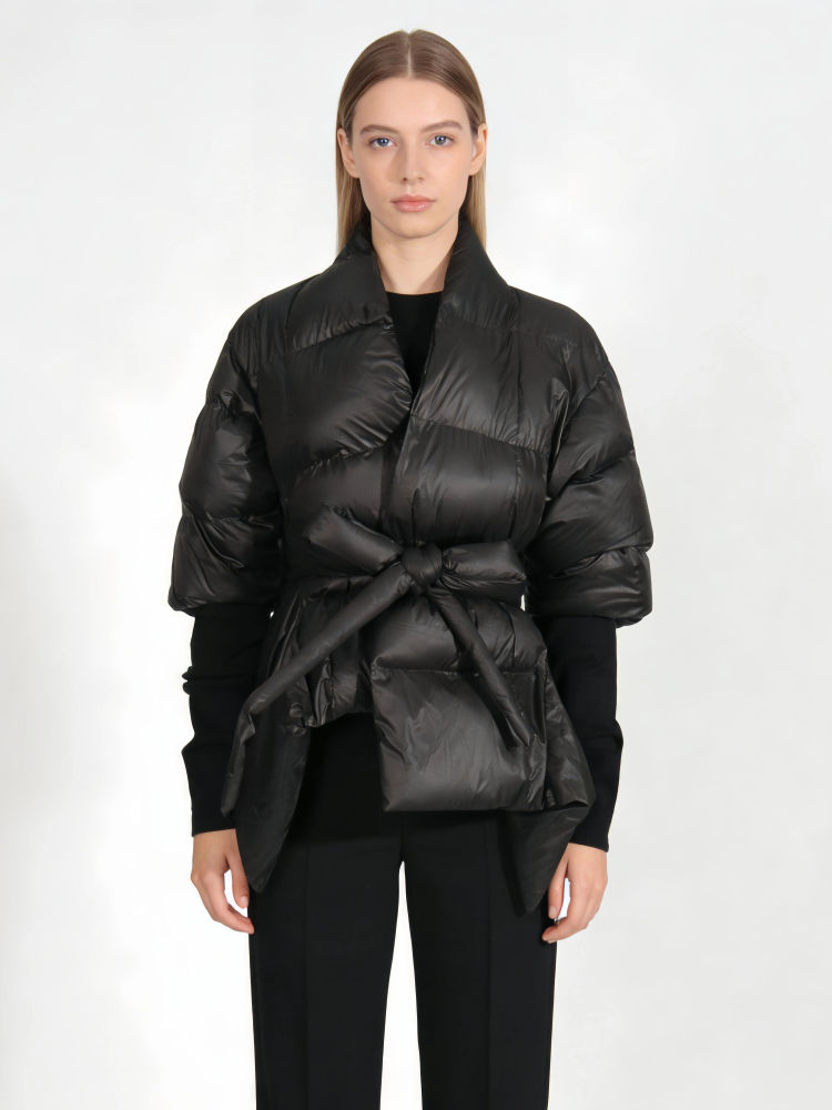TWOTWINSTYLE Solid V Neck Patchwork Belt Fashion Coat