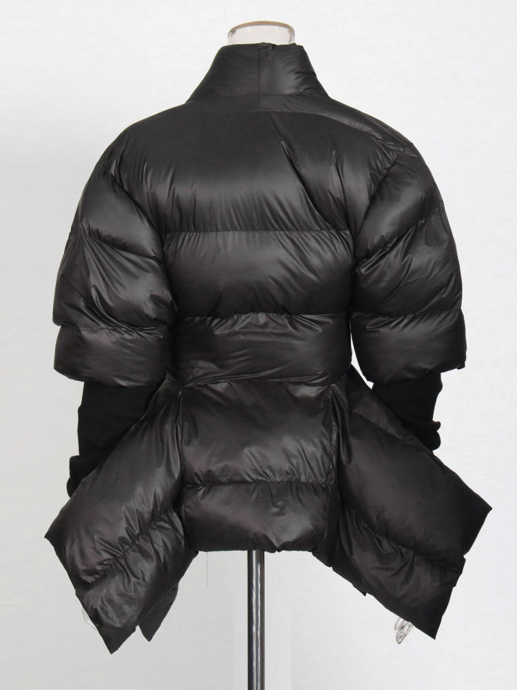 TWOTWINSTYLE Solid V Neck Patchwork Belt Fashion Coat