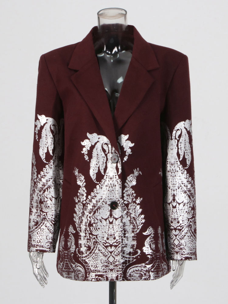 TWOTWINSTYLE Lapel Long Sleeve Spliced Print Designer Blazers