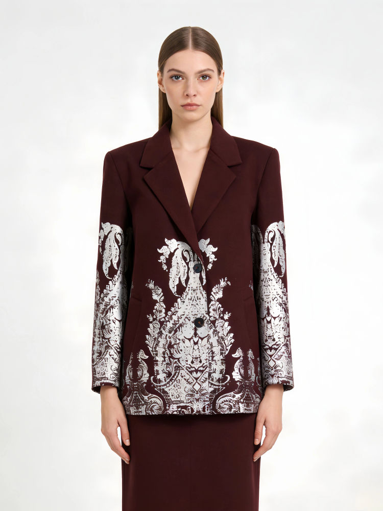 TWOTWINSTYLE Lapel Long Sleeve Spliced Print Designer Blazers