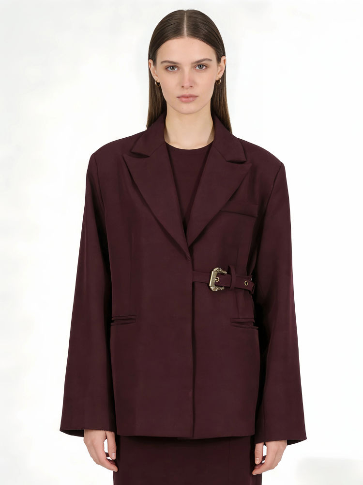 TWOTWINSTYLE Lapel Loose Patchwork Belt Chic Coat