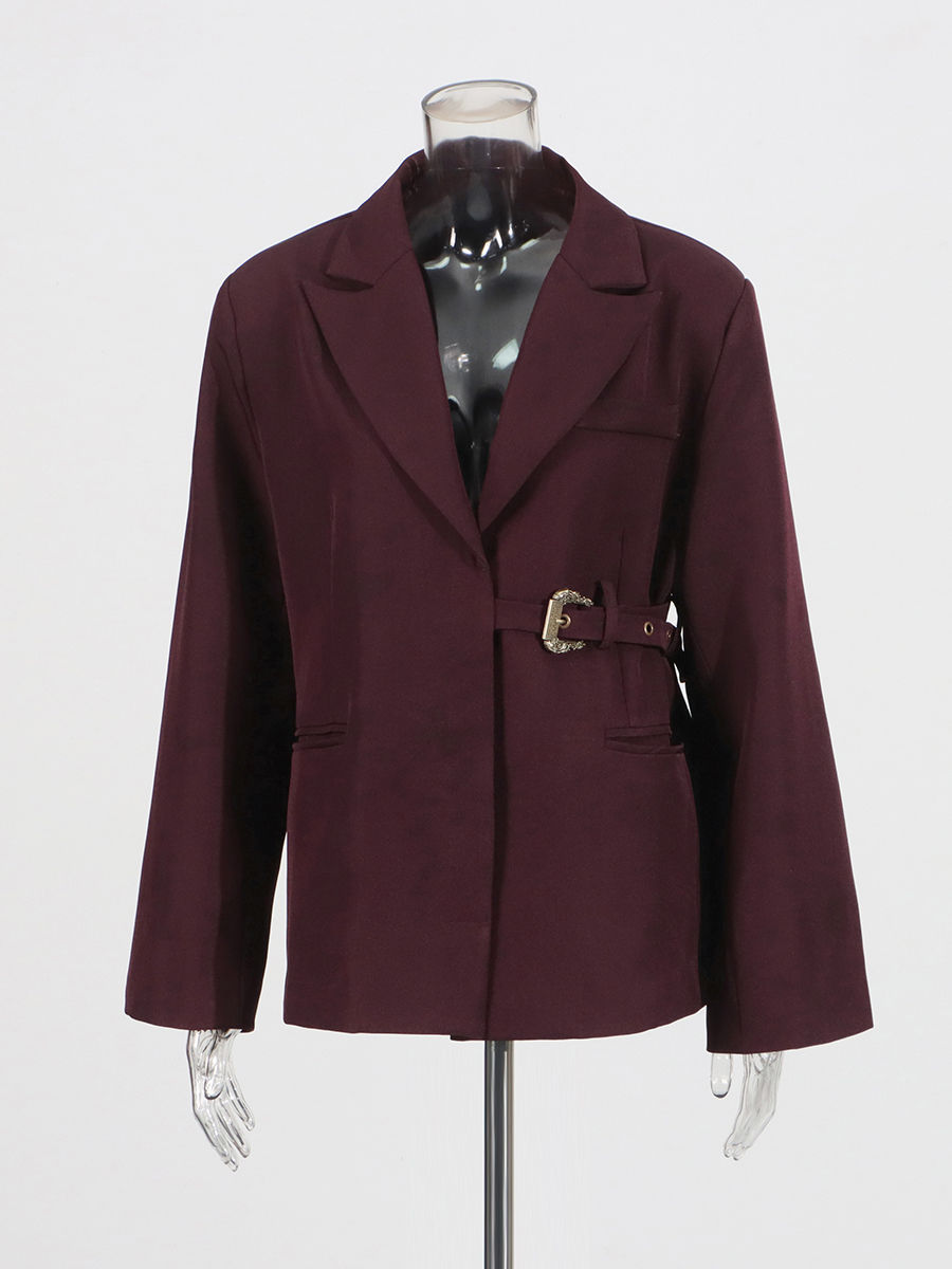 TWOTWINSTYLE Lapel Loose Patchwork Belt Chic Coat