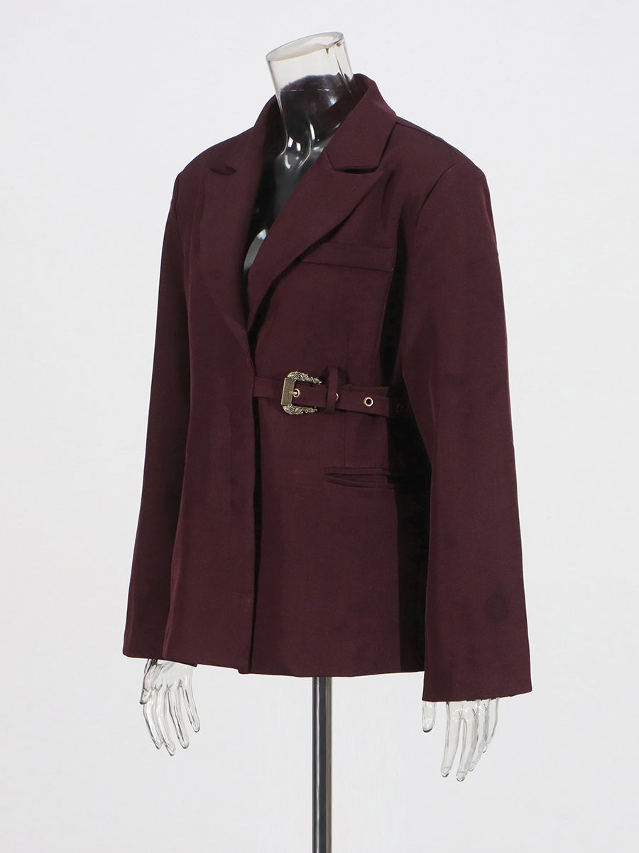 TWOTWINSTYLE Lapel Loose Patchwork Belt Chic Coat