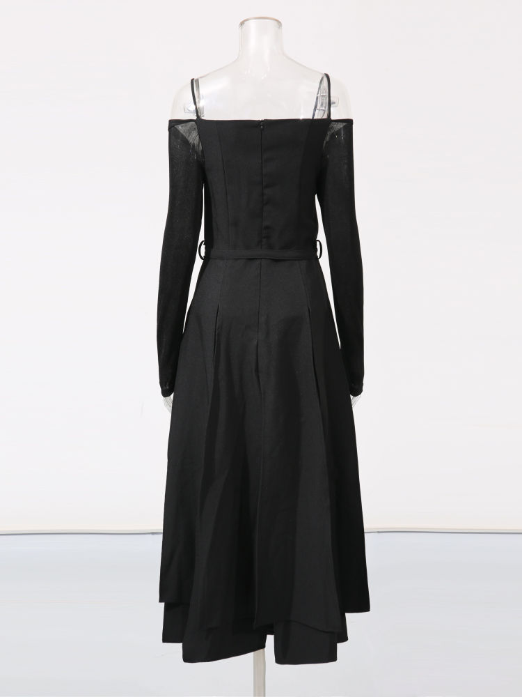 TWOTWINSTYLE Off Shoulder Side Split Tunic Vintage Dress