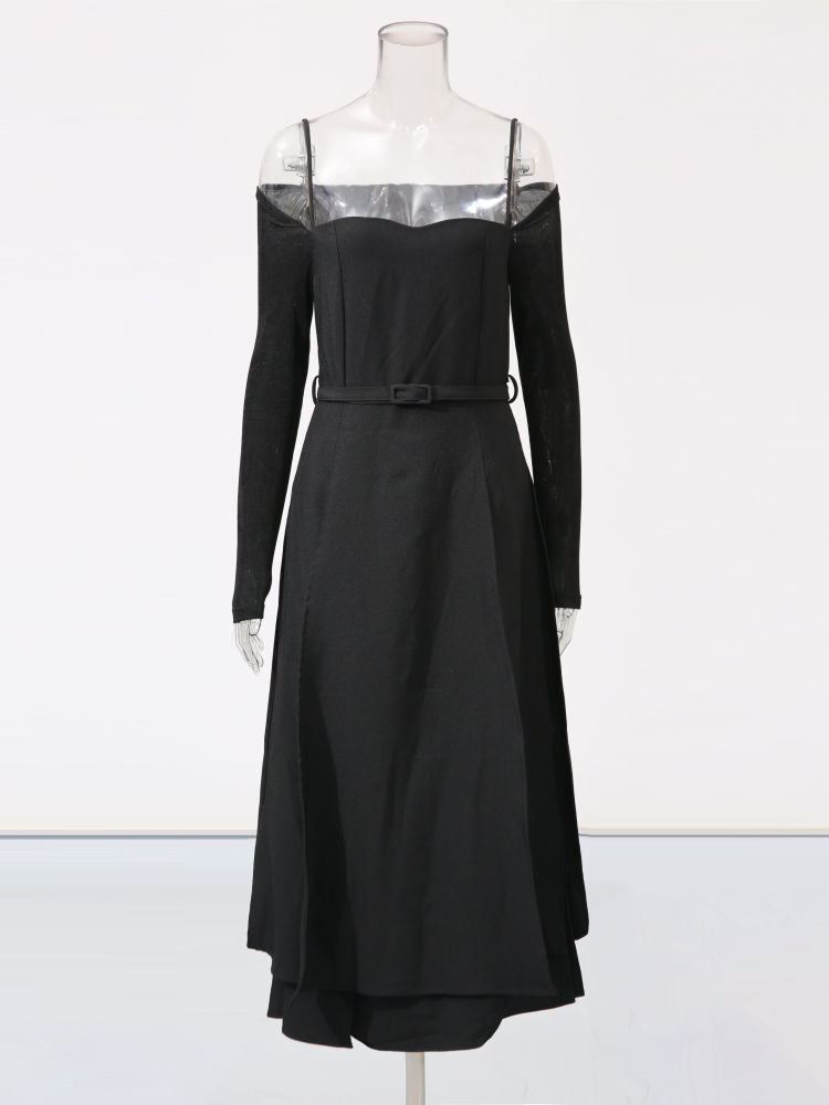 TWOTWINSTYLE Off Shoulder Side Split Tunic Vintage Dress