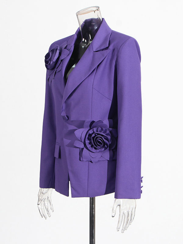 TWOTWINSTYLE Patchwork 3D Flower Tunic Minimalist Blazers