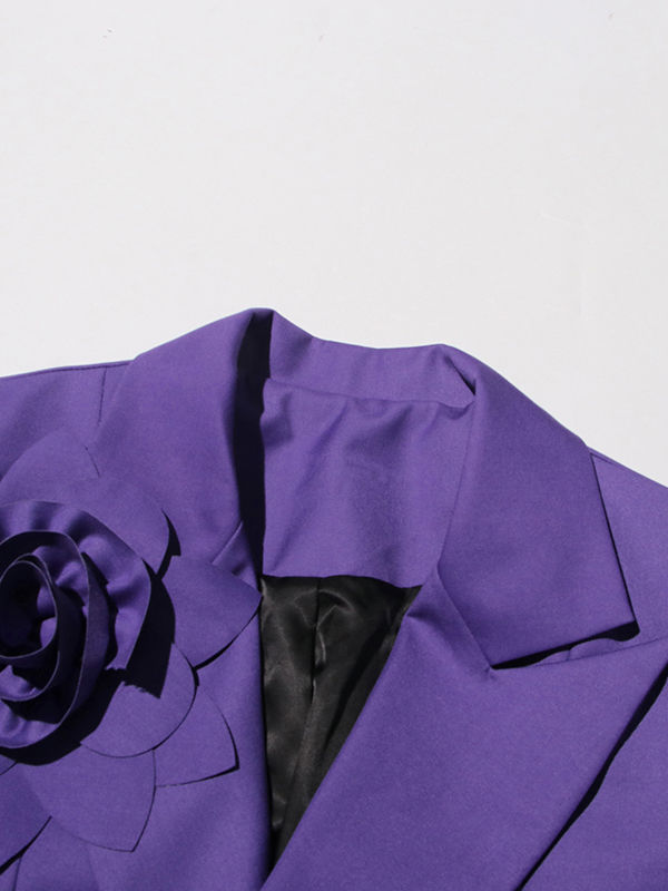 TWOTWINSTYLE Patchwork 3D Flower Tunic Minimalist Blazers