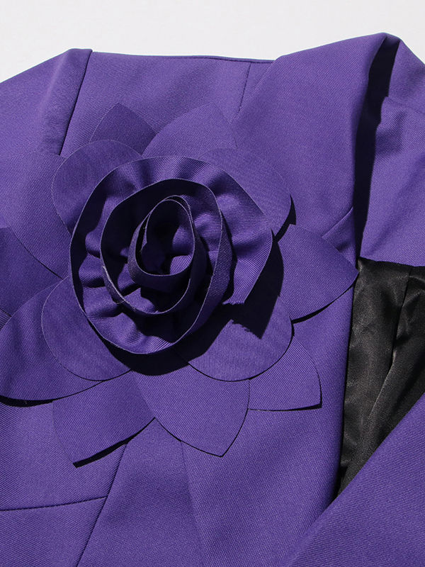 TWOTWINSTYLE Patchwork 3D Flower Tunic Minimalist Blazers