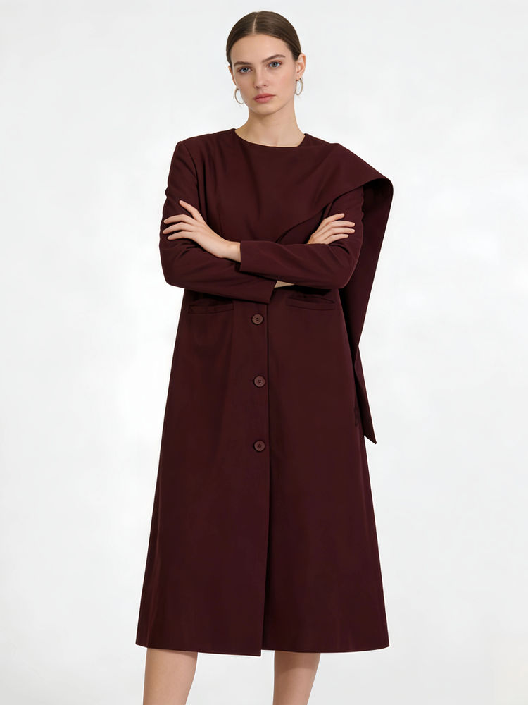 TWOTWINSTYLE Round Neck Spliced Lace Up Fashion Coat