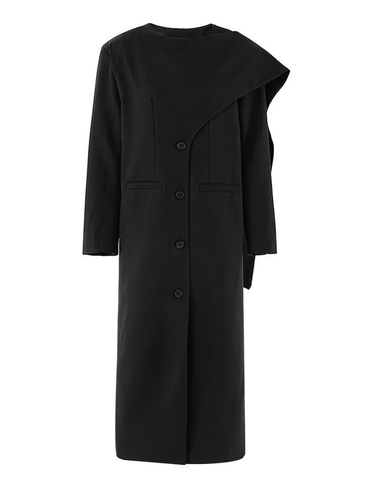 TWOTWINSTYLE Round Neck Spliced Lace Up Fashion Coat