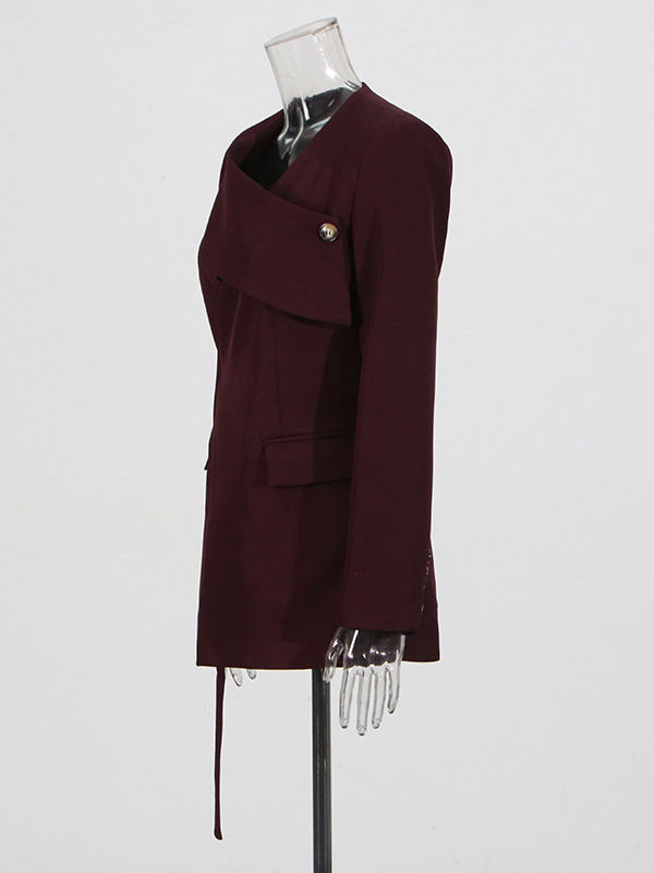 TWOTWINSTYLE Round Neck Tunic Temperament Coat