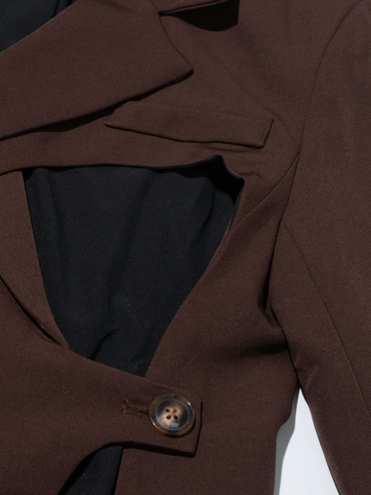 TWOTWINSTYLE Solid Hollow Out High Waist Designer Blazers