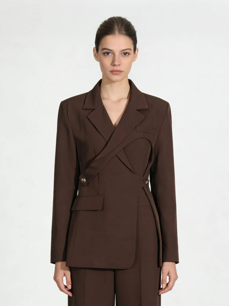 TWOTWINSTYLE Solid Hollow Out High Waist Designer Blazers