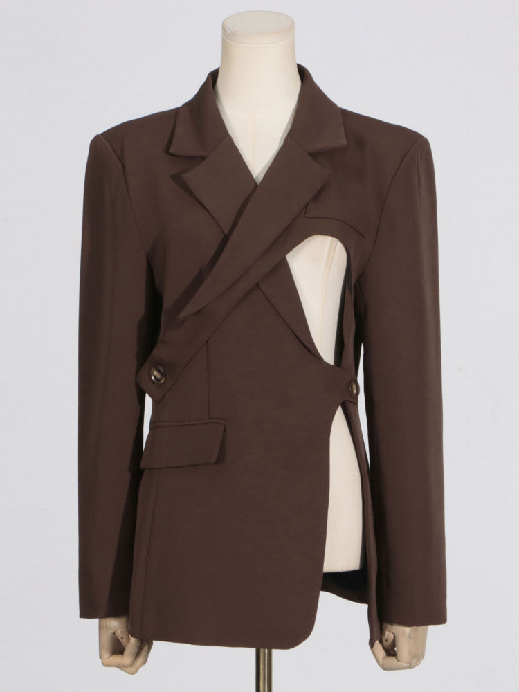 TWOTWINSTYLE Solid Hollow Out High Waist Designer Blazers