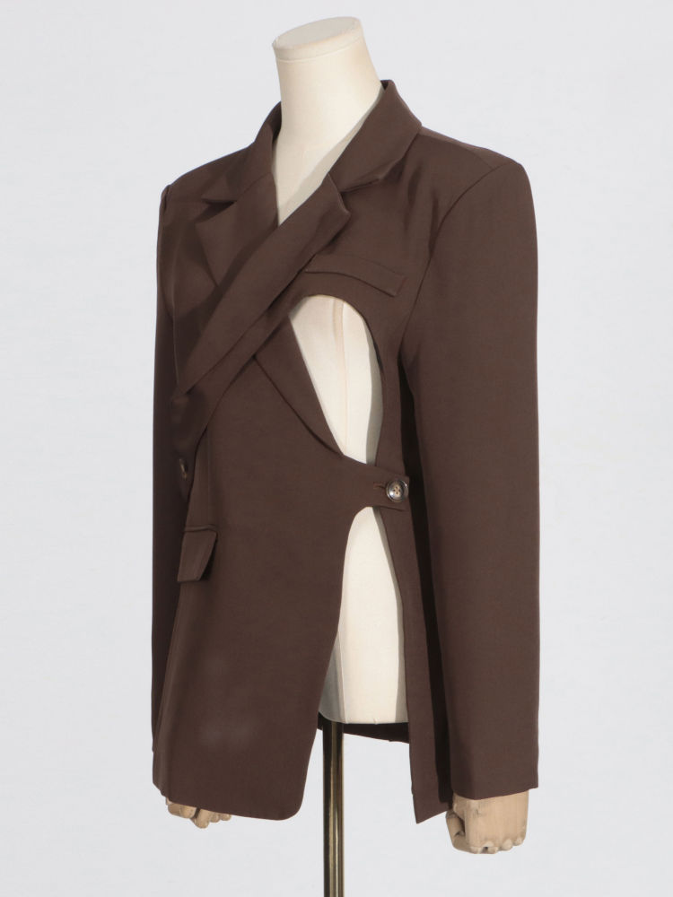 TWOTWINSTYLE Solid Hollow Out High Waist Designer Blazers
