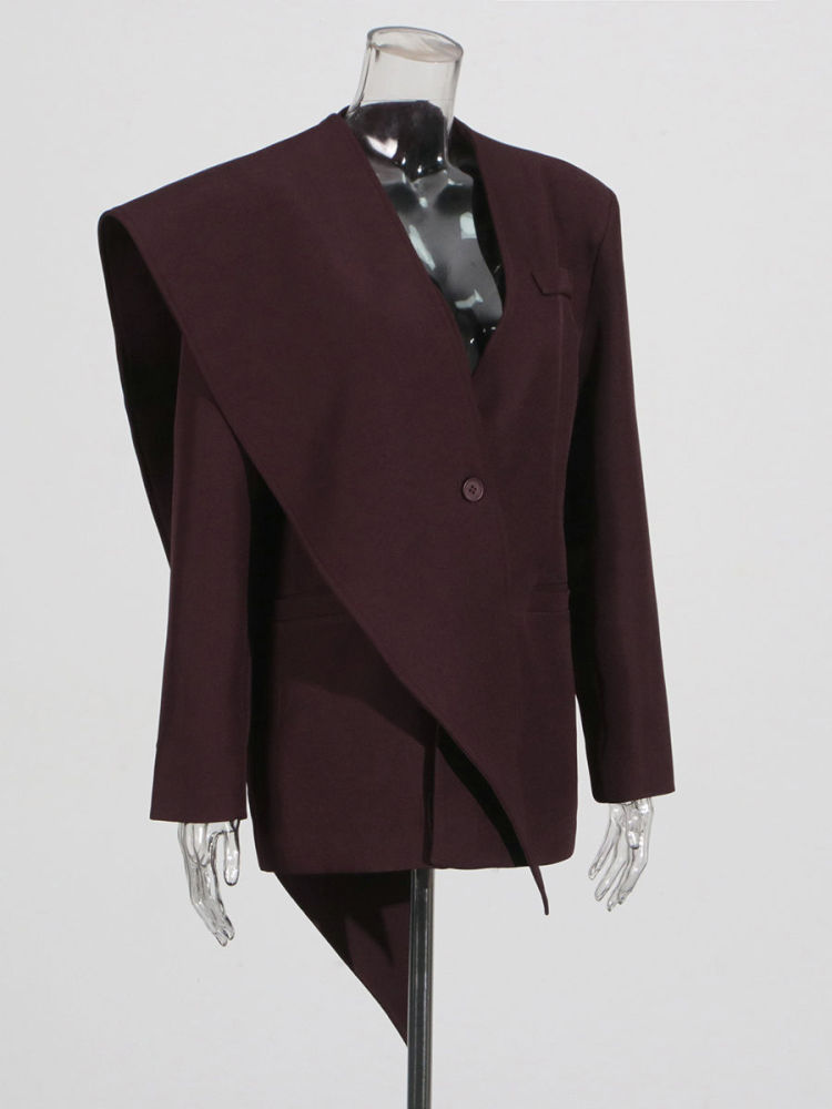 TWOTWINSTYLE V Neck Patchwork Lace Up Vintage Blazers