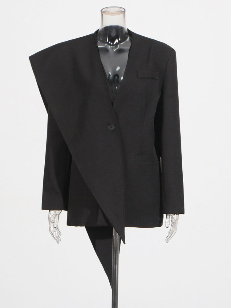 TWOTWINSTYLE V Neck Patchwork Lace Up Vintage Blazers