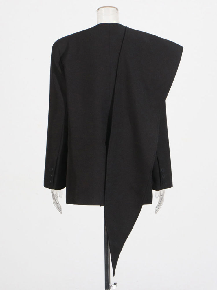 TWOTWINSTYLE V Neck Patchwork Lace Up Vintage Blazers