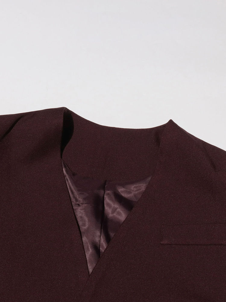TWOTWINSTYLE V Neck Patchwork Lace Up Vintage Blazers