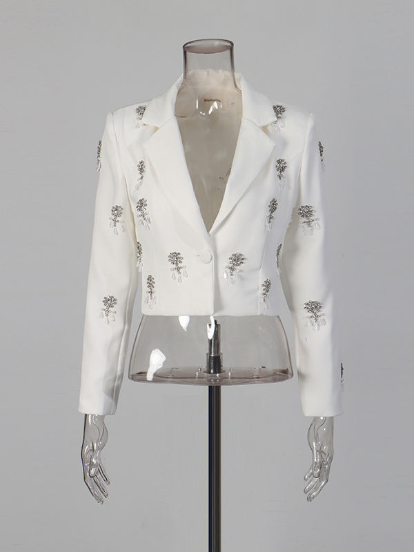 TWOTWINSTYLE Lapel Patchwork Diamond Blazers Solid Skirt Elegant Two Piece Set