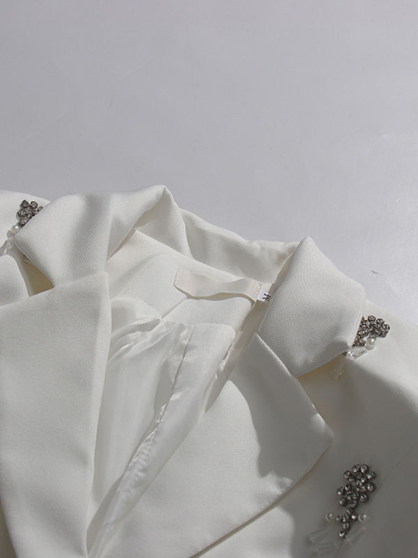 TWOTWINSTYLE Lapel Patchwork Diamond Blazers Solid Skirt Elegant Two Piece Set
