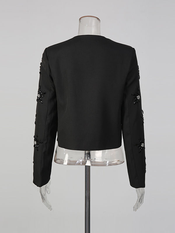 TWOTWINSTYLE Round Neck Spliced Diamond Blazers Loose Pants Temperament Two Piece Set