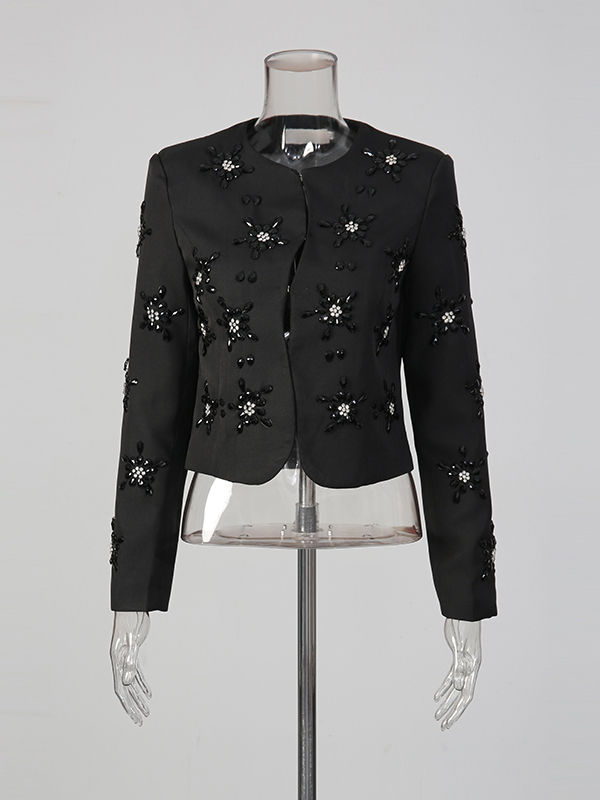 TWOTWINSTYLE Round Neck Spliced Diamond Blazers Loose Pants Temperament Two Piece Set