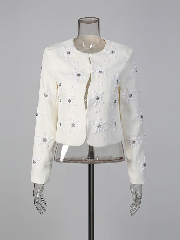 TWOTWINSTYLE Round Neck Spliced Diamond Blazers Loose Pants Temperament Two Piece Set