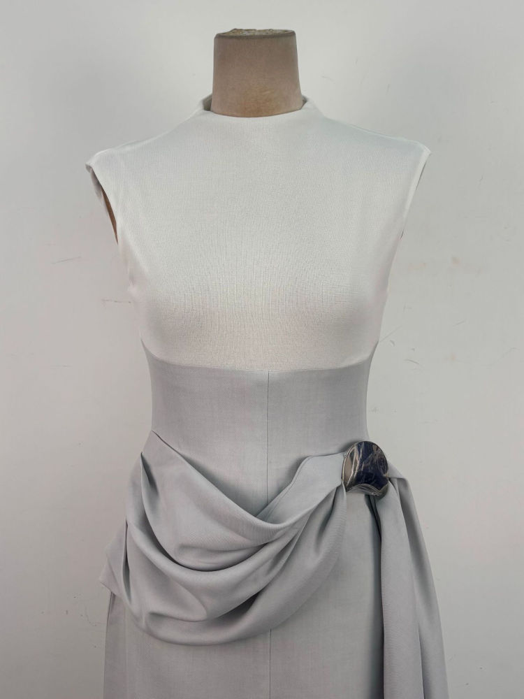 TWOTWINSTYLE Sleeveless Spliced Lace Up Tunic Designer Dress
