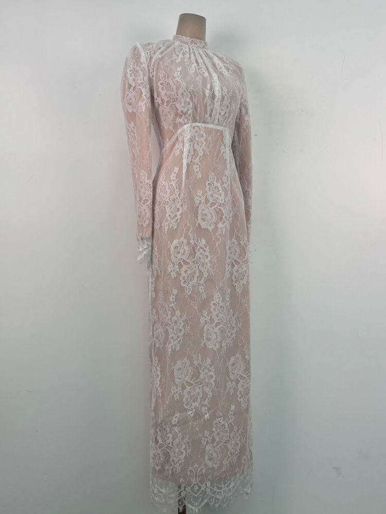 TWOTWINSTYLE Solid Stand Collar High Waist Chic Dress