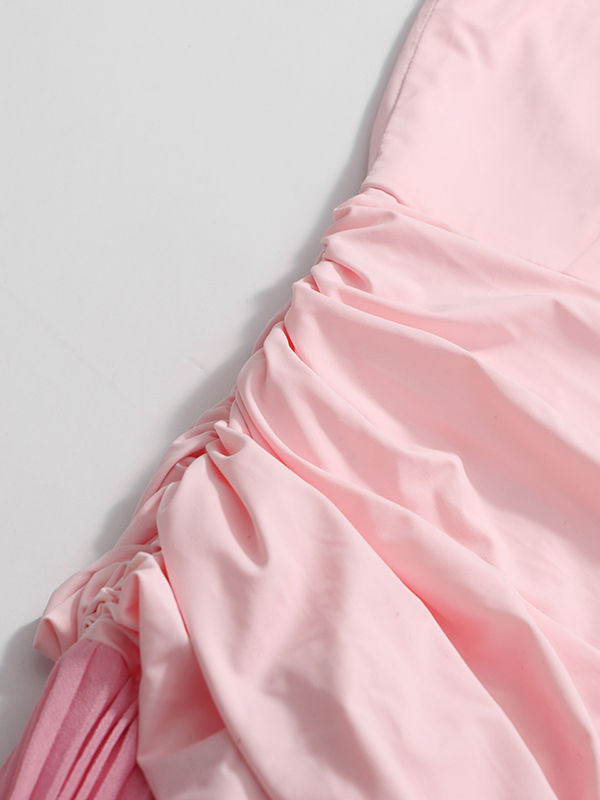 TWOTWINSTYLE Hit Color Sleeveless Tunic Pleated Maxi Dress
