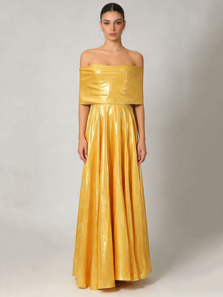 TWOTWINSTYLE Off Shoulder Tunic Designer Maxi Dress