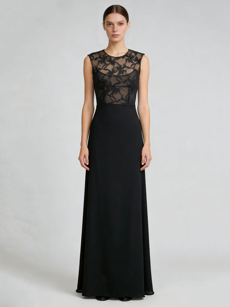 TWOTWINSTYLE Sleeveless Patchwork Lace Tunic Elegant Dress