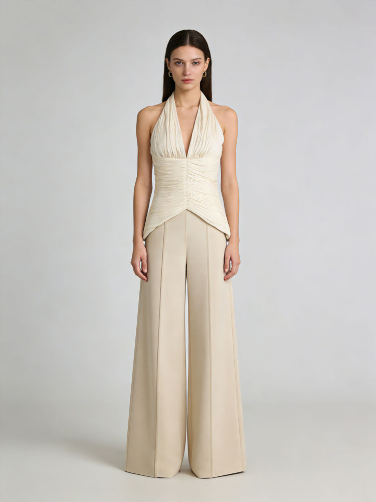 TWOTWINSTYLE Sleeveless Pleated High Waist Elegant Vest