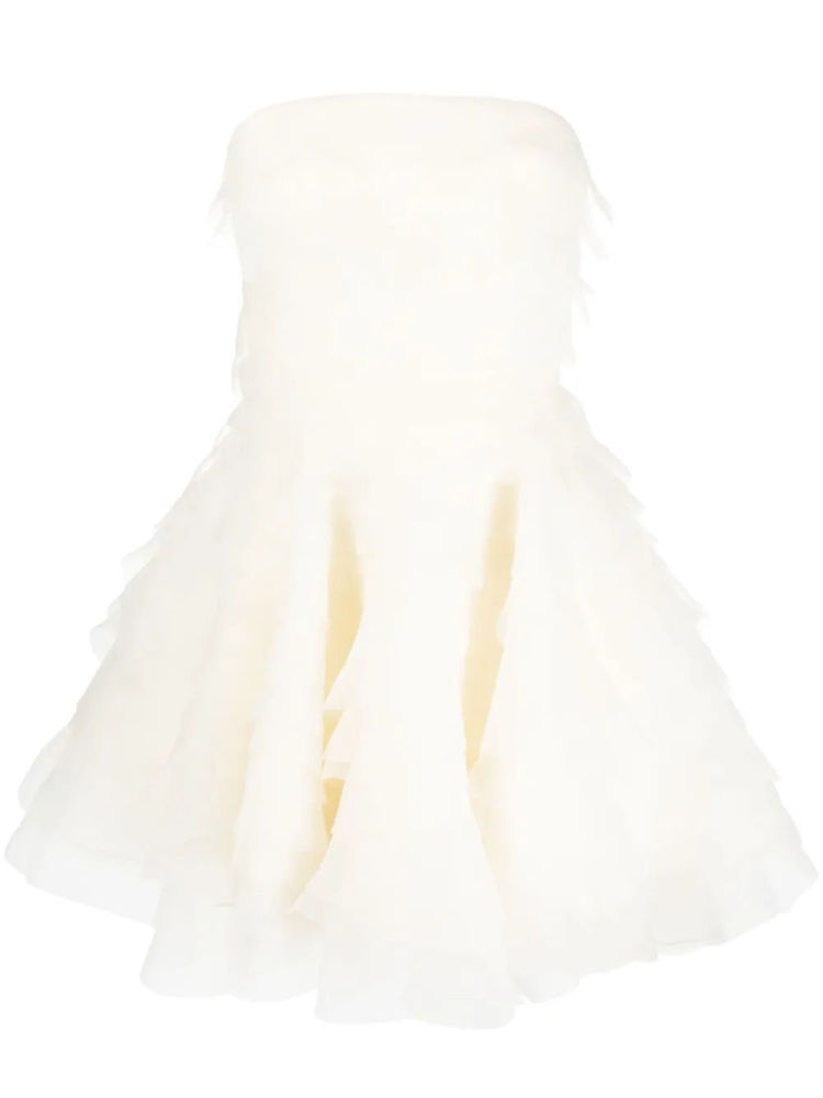 TWOTWINSTYLE Solid High Waist Fashion Strapless Dress