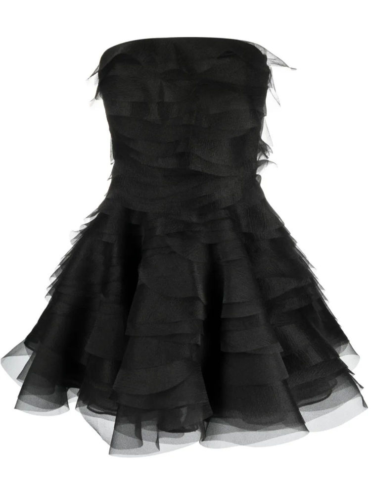 TWOTWINSTYLE Solid High Waist Fashion Strapless Dress